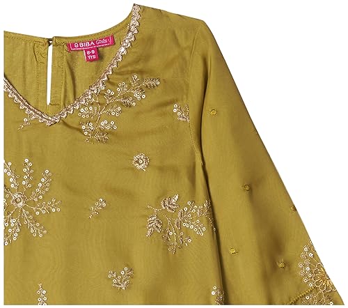 Image of BIBA Girl Art Silk Straight Solid Suit Set