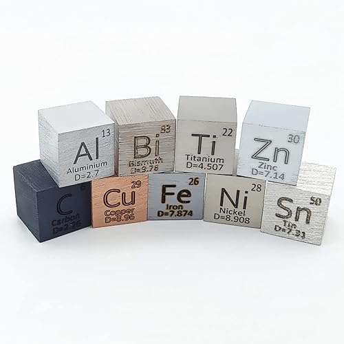 Paquete de 9 cubos Element de 0.394in de densidad de hasta 99.99% puro diario de metal, níquel, hierro, cobre, titanio, bismuto, carbono, zinc,