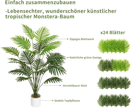 rindenartig texturiert aus robustem Plastik für langlebige Indoor-Nutzung. - Detailansicht von Tuocal 71cm Areca Palme...