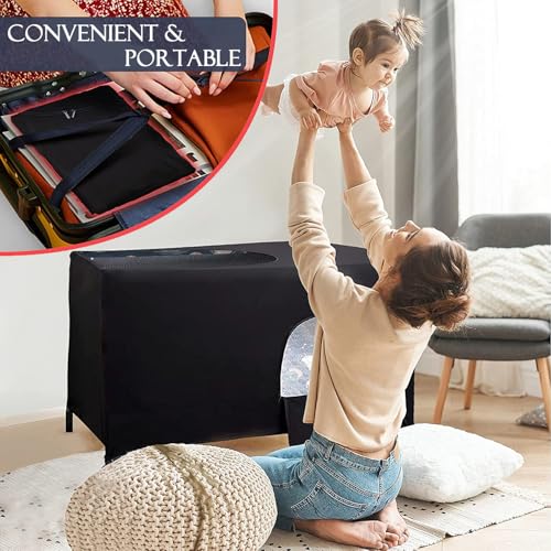 Image of Crib Blackout Cover for Pack and Play,Breathable Blackout Tent for Travel Crib,Portable Stretchy Baby Blackout Tent for Indoor Outdoor Travel