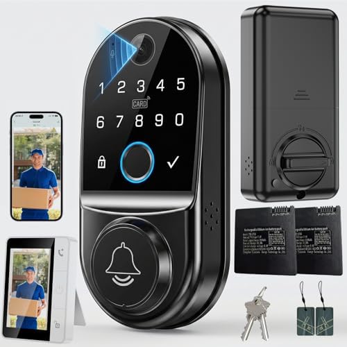 Smart Door Lock for Front Door: WiFi &amp; HD Camera deadbolt - Portable Screen