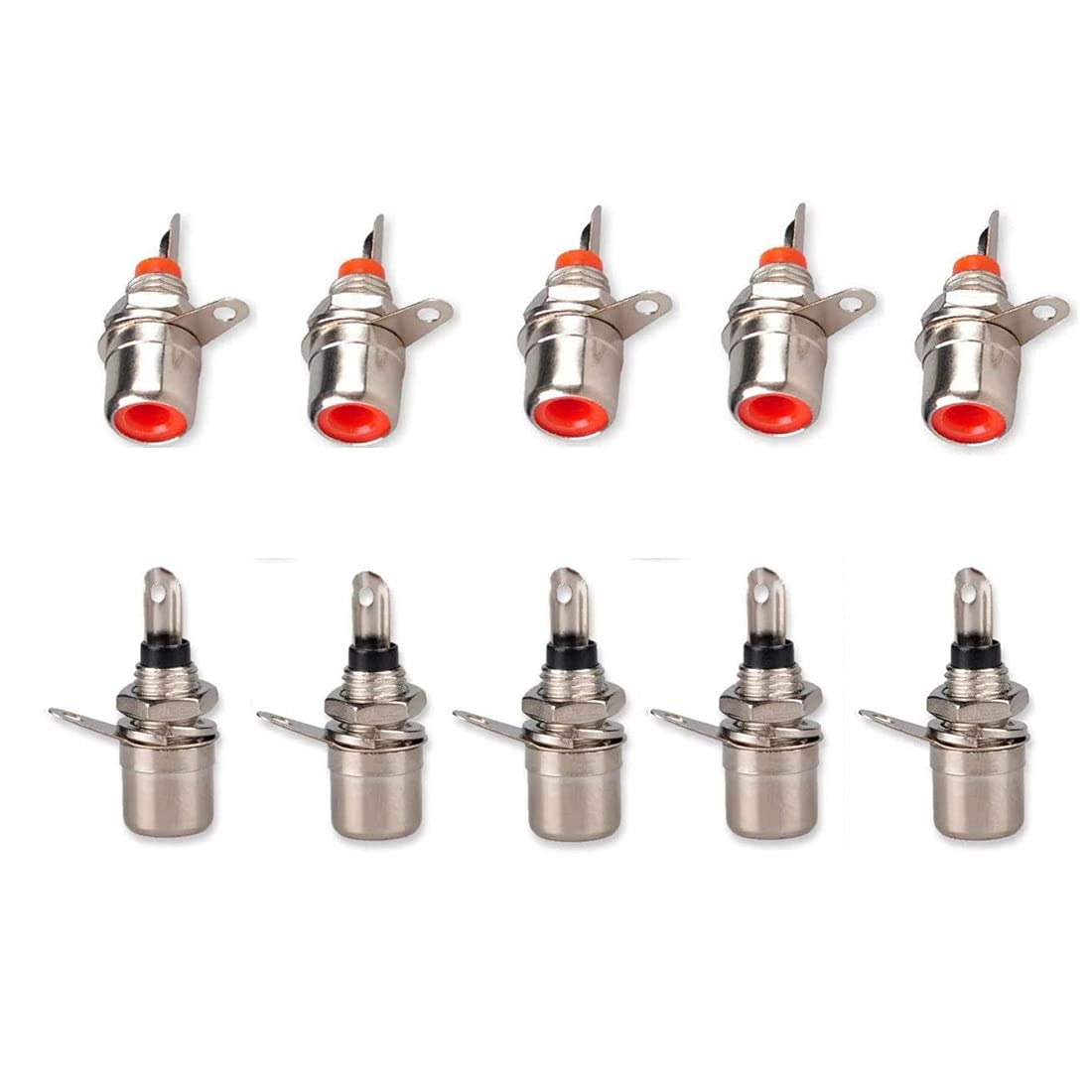 GDQLCNXB RCA Female Socket Connector, Chassis Panel Mount Adapter for Amplifier Audio Terminal RCA Plug (10-Pack)