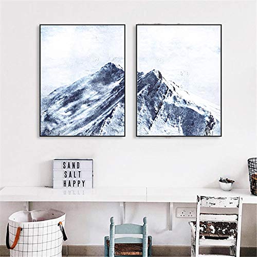 Peinture paysage neige decoration murale nordique 70x100cm