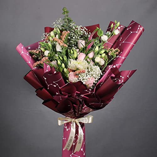 Image of Oasis Floral Products Flower Bouquet Wrapping & Gift Packing Cellophane Film Sheets 58x58cm (20 nos) Yellow Galaxy Print