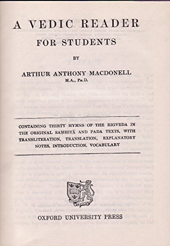 A Vedic Reader for Students - Containing Thirty... B000JJUIYU Book Cover