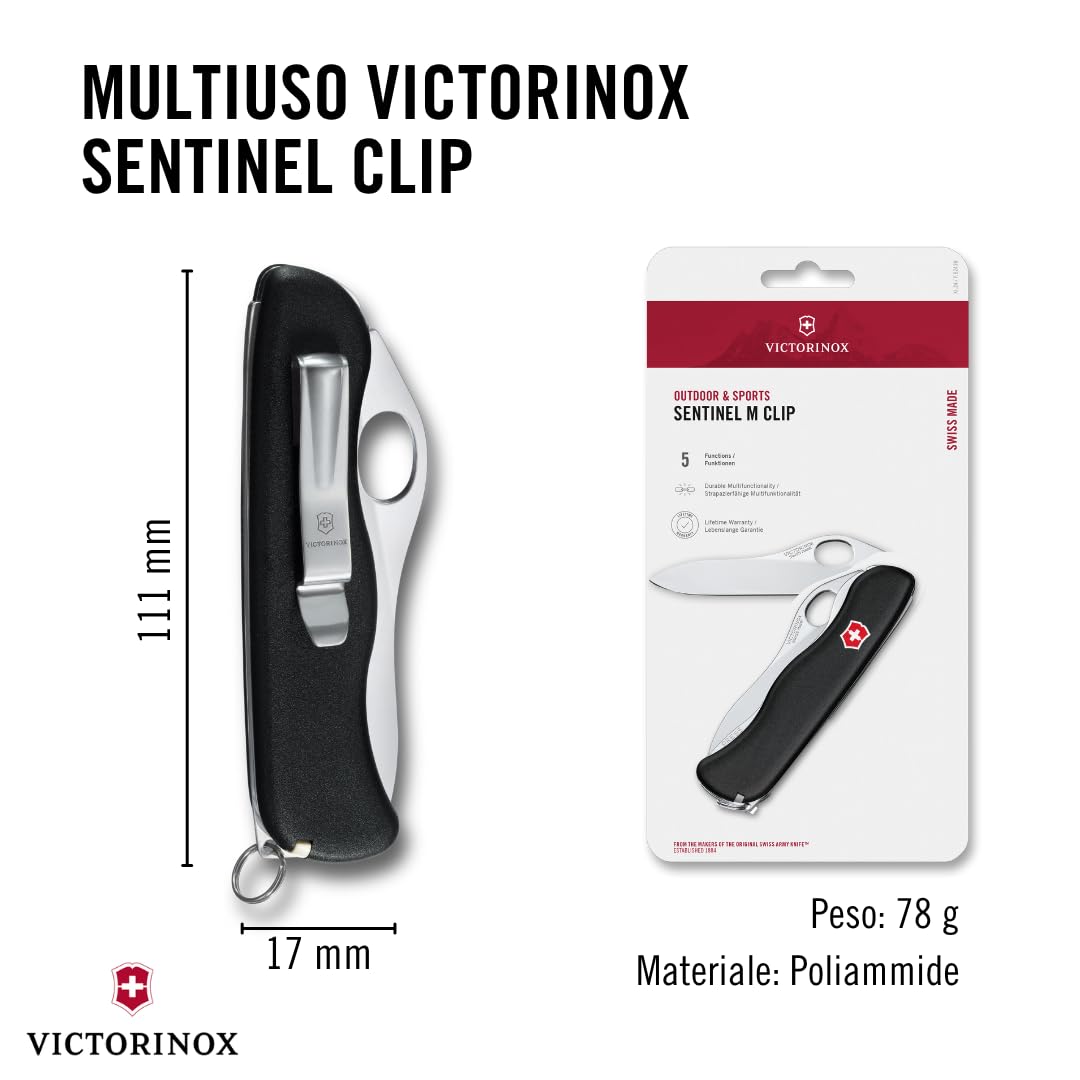 Victorinox Sentinel M Clip Szwajcarski Nóż 5 Funkcji Blokowany