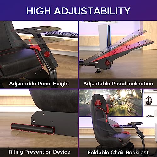 image for DIWANGUS Racing Simulator Cockpit Steering Wheel Stand with Seat Gamin