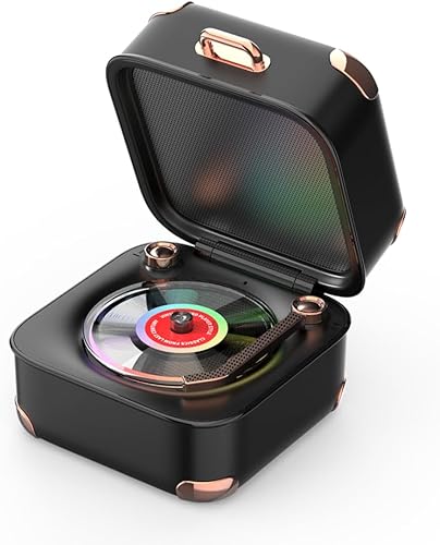 Altavoz de vinilo vintage con luces de colores, reproductor de música con 3 modos, altavoz Bluetooth para habitación de los niños, decoración del
