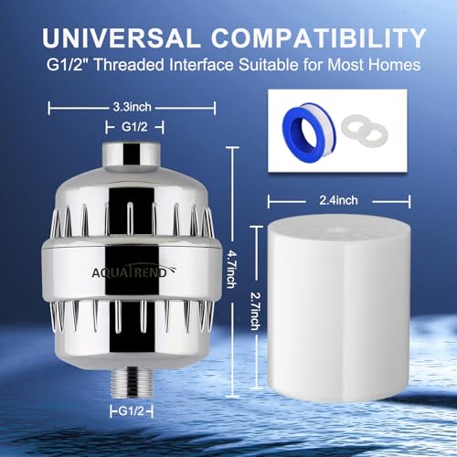 Image of AQUATREND Universal 15-Stage Shower Filter Shower Head Filter for Hard Water Reduce Chlorine,Dry Itchy Skin,Dandruff, Improve the Condition of Your Skin,Hair and Nails