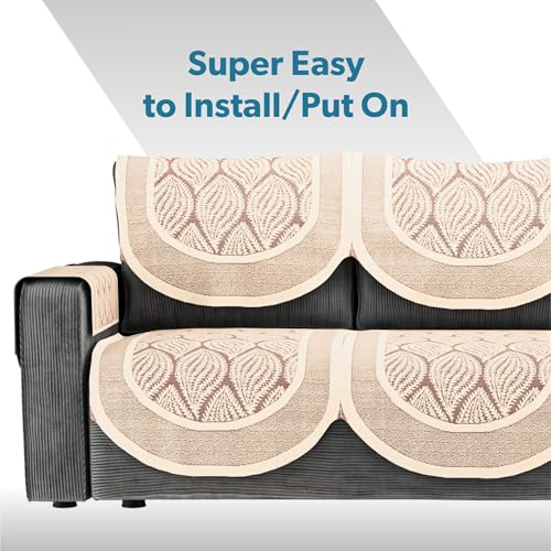 Image of Kuber Industries (Set of 16) Stylish & Durable Net Cotton Sofa Covers 5 Seater with Arms | Aesthetic Sofa Protector & Slipcover for Living Room & Office | Coconut Bright - Maroon