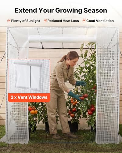 Image of VEVOR Walk-in Greenhouse, 76.8 inch x 30.3 inch x 66.1 inch Greenhouse for Outdoors with Windows, PE Cover, Roll-Up Zipper Door, Walk in Green House Kit, Portable Plant Garden Hot House for Backyard, Outside