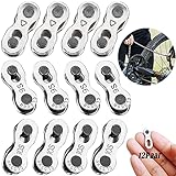 🚲【Compatibilidad】Dado que la rueda tiene 6,7 mm de ancho, la cadena que falta es compatible con las cadenas de 6, 7 y 8 velocidades. El ancho de bicicleta de una cadena de 9 velocidades es de 6,4 mm, lo que es adecuado para una cadena de 9 velocidades. La cadena de 10 velocidades tiene un ancho de 6,1 mm y es compatible con todas las cadenas de 10 velocidades.