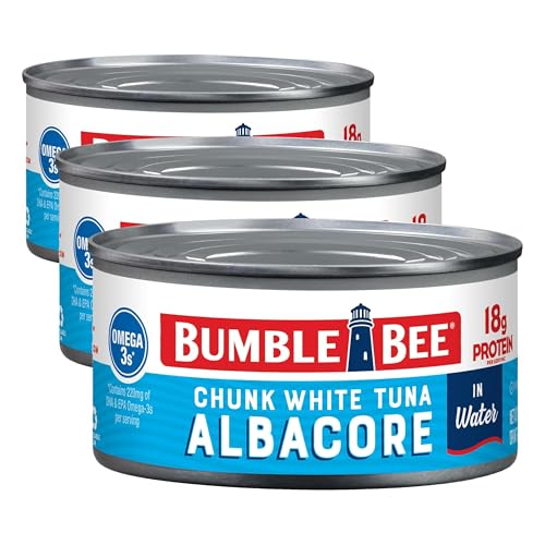 Image of Bumble Bee Chunk White Albacore Tuna in Water, 12 oz Can - Wild Caught Tuna - 18g Protein per Serving, High in Omega-3s - Non-GMO Project Verified, Gluten Free, Kosher (Pack of 3)
