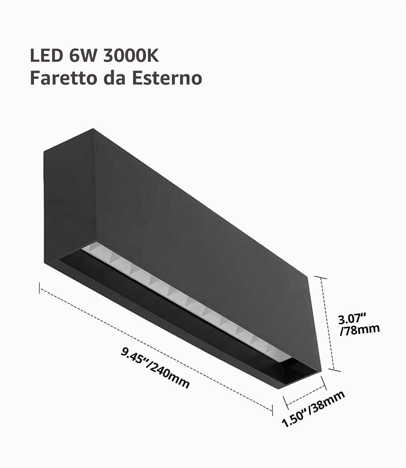 DAWALIGHT 2 Pezzi Applique da Parete Esterno Moderno LED 6W 3000K Bianco Caldo Lampada da Muro IP65 Impermeabile per Corridoio Bagno Interni Soggiorno, Plastica, Grigio scuro