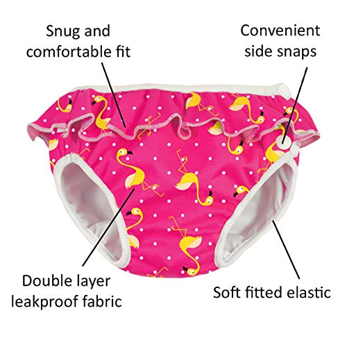 Imse Vimse Reusable Swim Diaper For Baby And Toddler Girls With Ruffle And Snaps (Pink Flamingo, Xl 24-31 Lbs) #TOP1