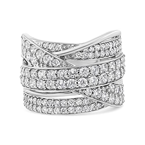 Haus of Brilliance .925 Sterling Silver 2.00 Cttw Round-Cut Diamond Overlapping Bypass Band Ring (I-J Color, I2-I3 Clarity) - Ring Size 7