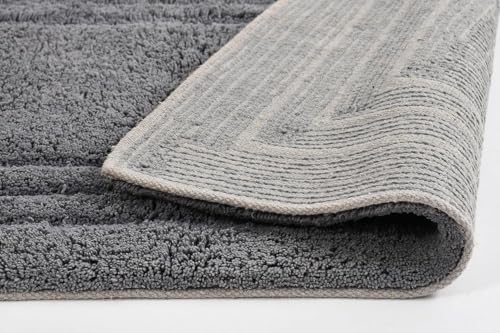 Image of Cotton Linea Design Bath Mat | Anti Slip Anti Skid Backing Absorbent Soft Tufted Floor Rug for Bathroom Kitchen Bedroom Pooja Room Home Decor (50X80 CM, Light Grey)