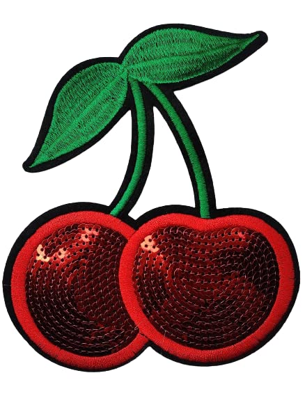 Paushak Boutique Sequence Cherry Fruit Iron On Applique Patch (Piece of 1)