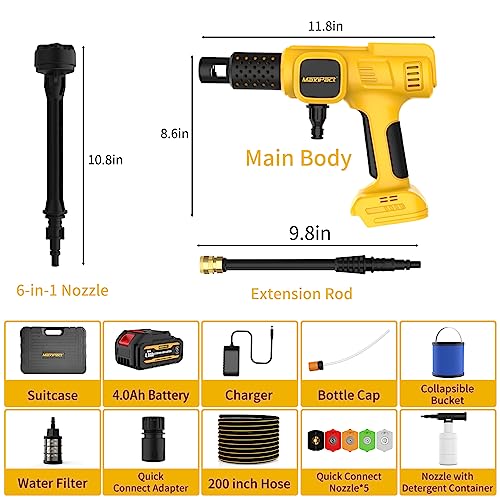 Maxipact Cordless Pressure Washer, 1080Psi-Brushless Portable Pressure Washer, 4 Speed Adjustment Lcd Touch Screen, Portable Power Washer With 6 In 1 Nozzle, 4.0Ah Battery Pressure Washer Washing Car thumb #6