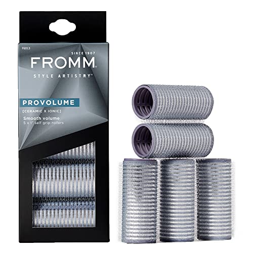 Fromm ProVolume 1' Self-Grip Ceramic Ionic Thermal Hair Rollers, 5 Count, Small Salon Quality Hair Curlers for Shorter Hair, Bangs and Tighter Curls