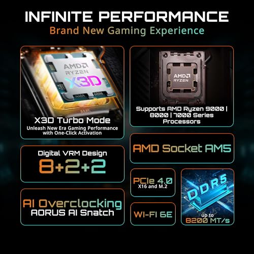 Image of GIGABYTE B840M GAMING PLUS WIFI6E AMD AM5 mATX Motherboard, Support Ryzen 9000 /8000 /7000 Series, 8+2+2 Power Phase, DDR5, 2x M.2, PCIe 4.0, USB-C 3.2 Gen 1, WiFi 6E, GbE LAN, EZ-Latch, 3-Year Warranty