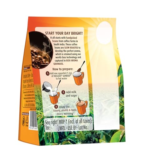 Image of Sunrise Instant Coffee Powder Bag by Nescafe | Rich Aroma for the perfect start to your day | Coffee Chicory-Mix | 90 grams stabilo