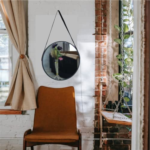 Image of Quality Glass Metal Frame Round Wall Mirror Royal Mirror Home Decorative Mirror Modern Mirror Living Room Mirror Wall Mirror Bathroom Mirror Size 24x24 inches Color Black MF 31