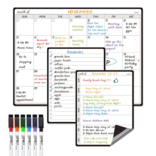 Magnetic Dry Erase Monthly Calendar Whiteboard Set for Fridge -One Monthly Planner and Two Bonus Dry Erase Grocery Board & Weekly Menu Board- Meal Planner Whiteboard/to-Do List -6  image 2