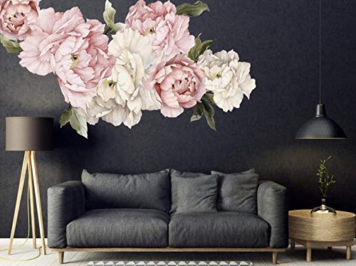 Murwall Floral Peonies Wall Decal, Peony Bouquet Flowers Removable Peel And Stick Wall Sticker #TOP4