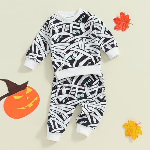 Beautooly Baby Boy Halloween Outfit Cutest Pumpkin In The Patch Sweatshirt Drawstring Long Pants Toddler Fall Clothes thumb #2