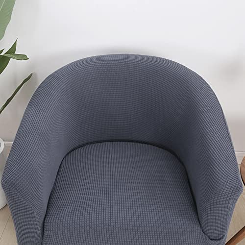 Image of SearchI Club Chair Slipcover Stretch Barrel Chair Covers Jacquard Tub Chair Slipcovers Soft Spandex Armchair Sofa Cover Removable Couch Furniture Protector Arm Chair Cover for Living Room(Grey Blue)
