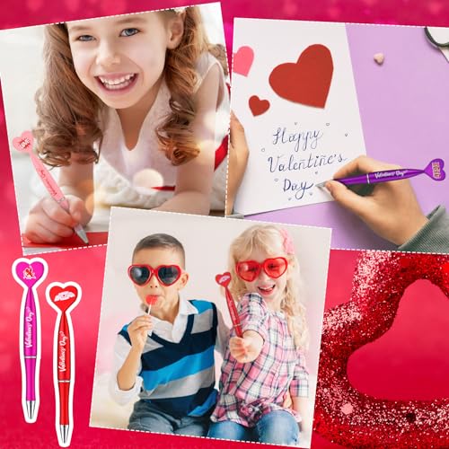 Set de 72 bolígrafos de gel negro con forma de corazón para San Valentín miniatura 5