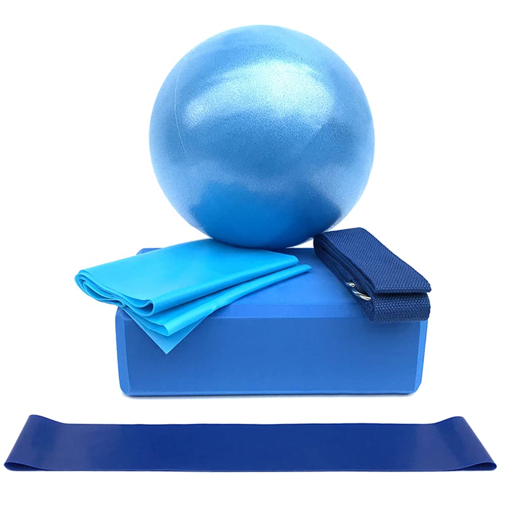 Decdeal 5pcs Yoga Equipment Set Include Yoga Ball Yoga Blocks Stretching Strap Resistance Loop Band Exercise Band-image-48