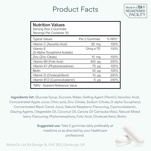 Bettervits Pregnancy Support Gummies | Pregnancy Vitamins for Women with Folic Acid & Vitamin B12 | Complete Multivitamins Complex C, D, E & Zinc | Pre and After Support - 60 Berry Gummies - Image 5