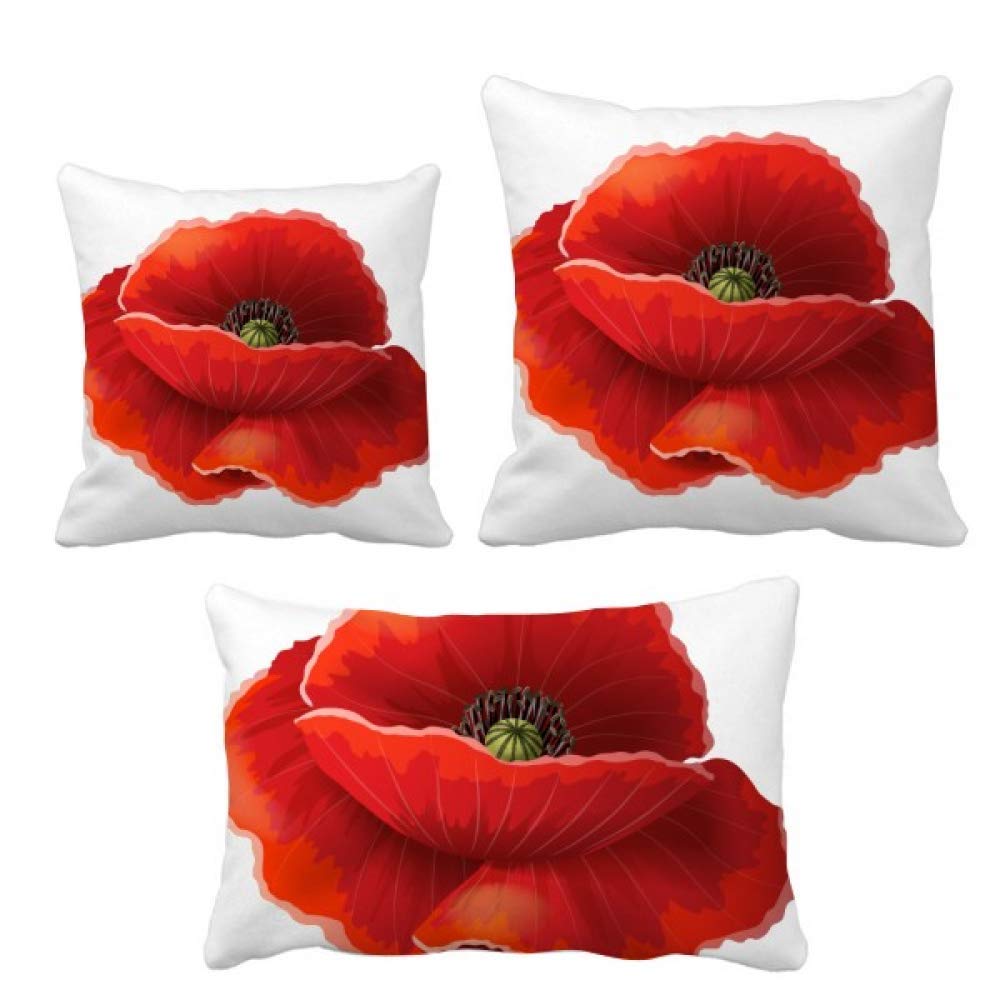 Housse de coussin fleur rouge deco coquelicot taie oreiller salon moderne