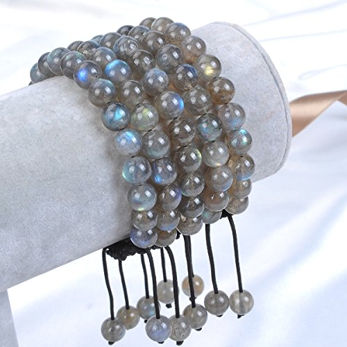 Image of Massive Beads Natural Healing Power Gemstone Crystal Beads Unisex Adjustable Macrame Bracelets 8mm