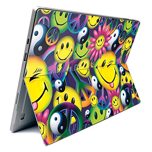 Image of MightySkins Carbon Fiber Skin for Microsoft Surface Pro 7 - Peace Smile | Textured Carbon Fiber Finish | Easy to Apply, Remove, and Change Styles | Made in The USA