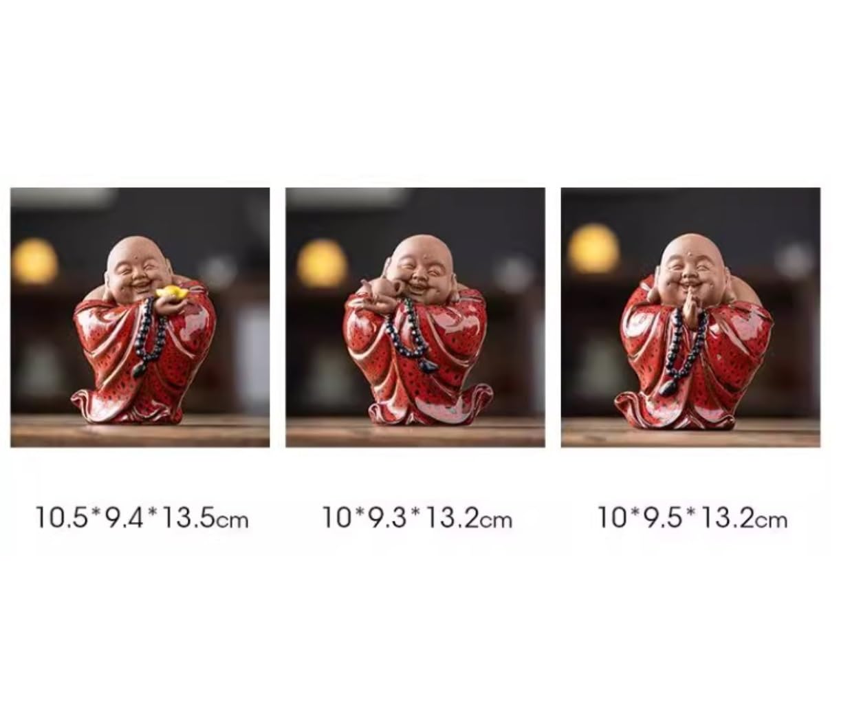 Figura Buda,Resistente Intemperie, Estatua De Buda Sonriente para Decoración del Hogar Y El Coche, Estatuilla Feliz La Suerte Cerámica, Interior Feng Shui(C)