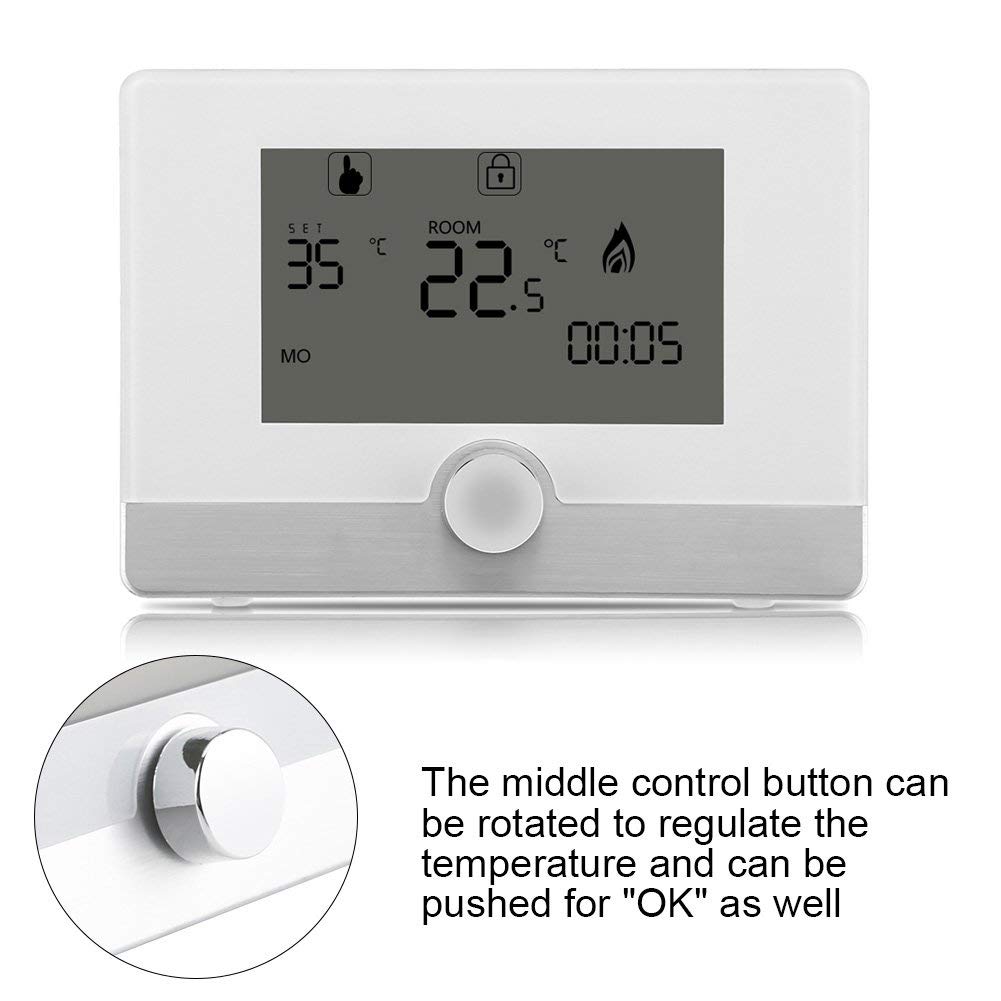 Termostato digitale programmabile per termostato per sistema di riscaldamento a caldaia a parete(White)