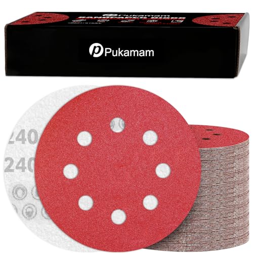 Image of 120PCS 125mm Sanding Discs 240 Grit for Random Orbital Sander Hook and Loop Sandpaper Set