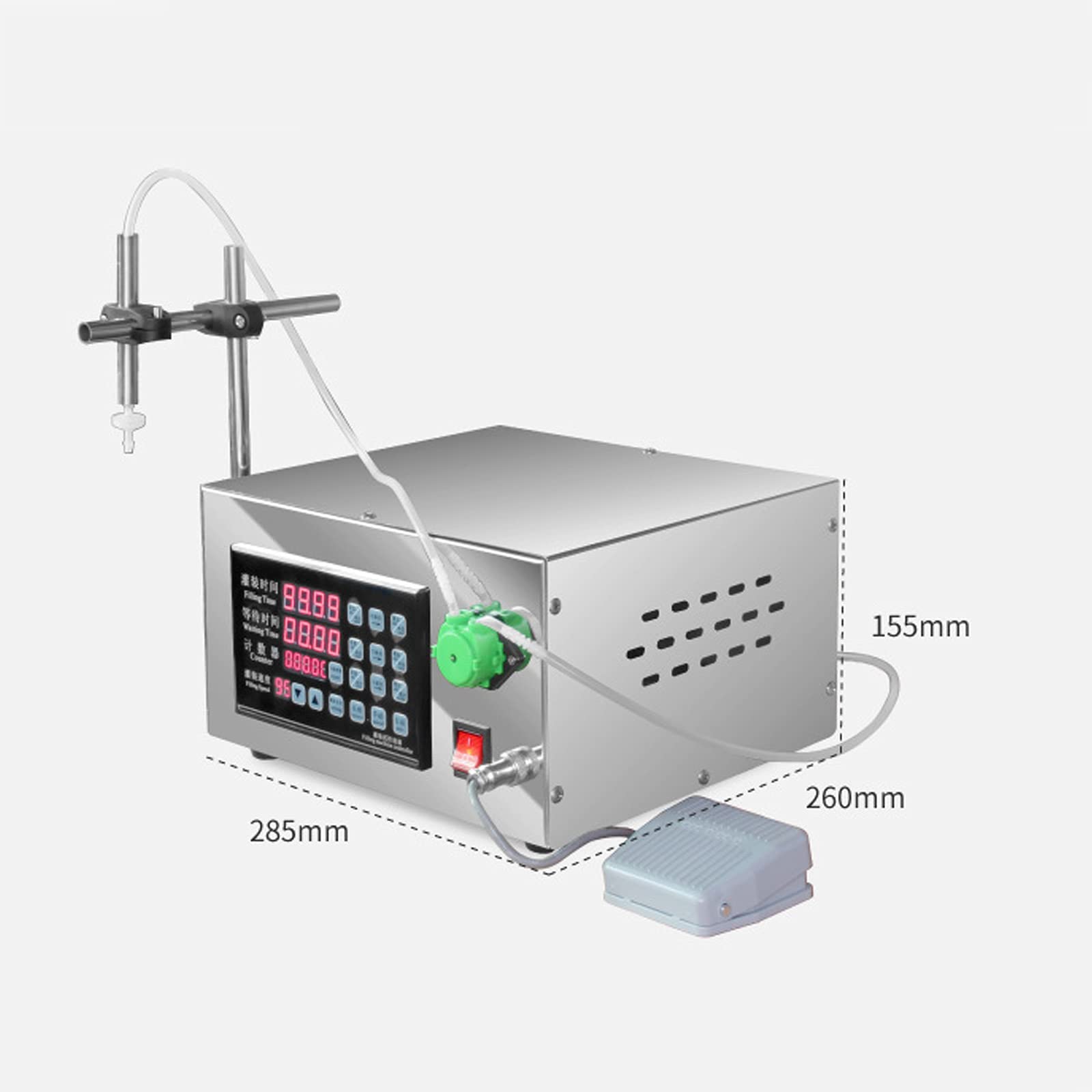Riempitrice Liquida ​per Liquidi, Riempitrice A Ugello Singolo, Macchina per Riempimento 1-85 ML, Riempitrice Automatica di Liquidi A Controllo Digitale, Pompa Peristaltica, per Cosmetici Liquidi, O