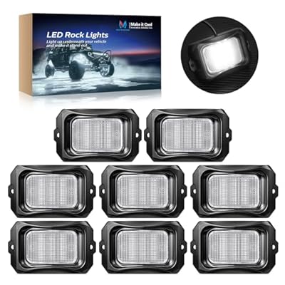 MICTUNING C2 Curved White Rock Lights - 8 Pods Underglow Lights Compatible for Car Truck Offroad Boat, IP68 Waterproof