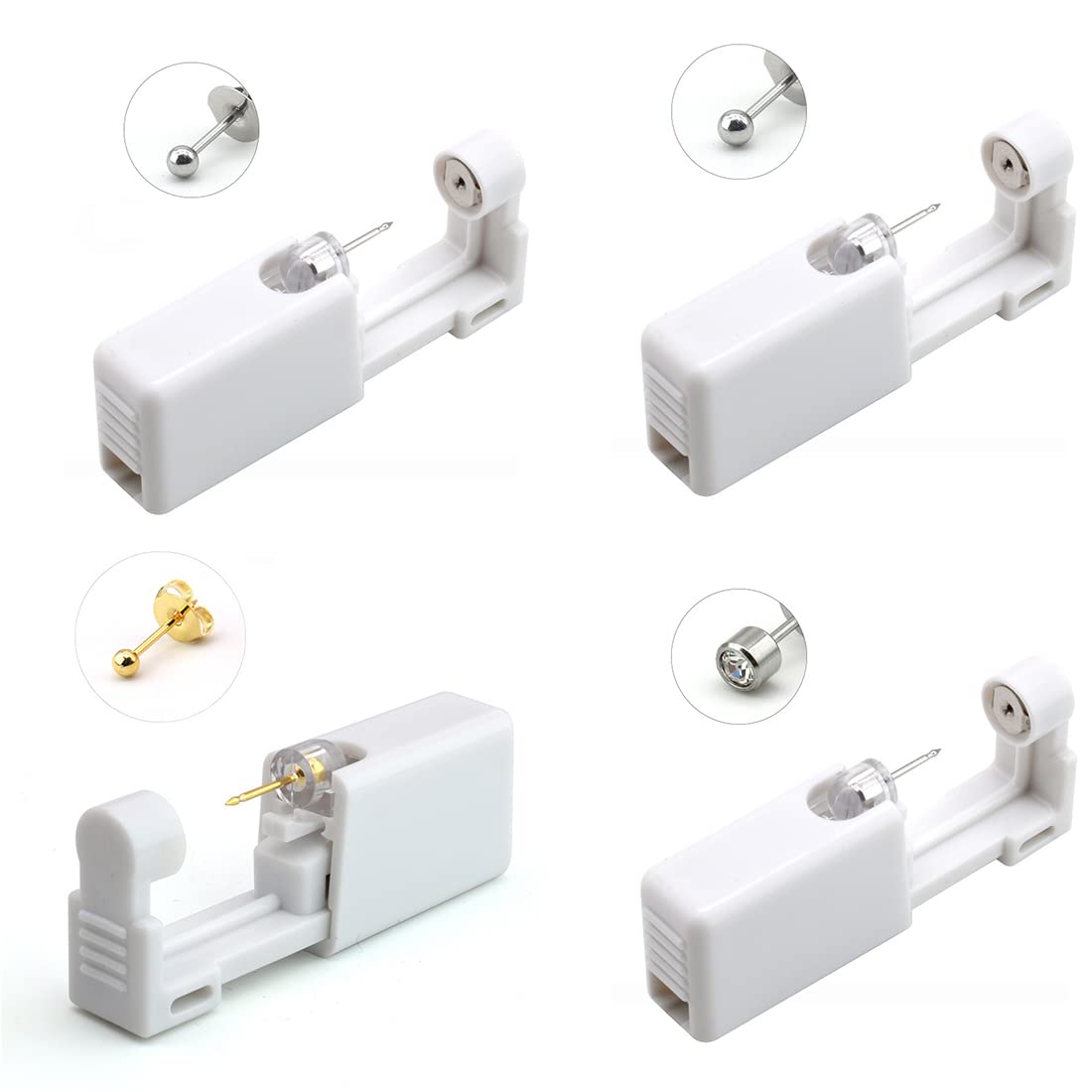 LYITZW LYITZW 4 Piezas Pistolas Desechables para Piercing de Oreja, Pistolas de Perforación sin Dolor Práctico Portátil Kit de Piercings para Niñas, Niños, Mujeres, Hombres