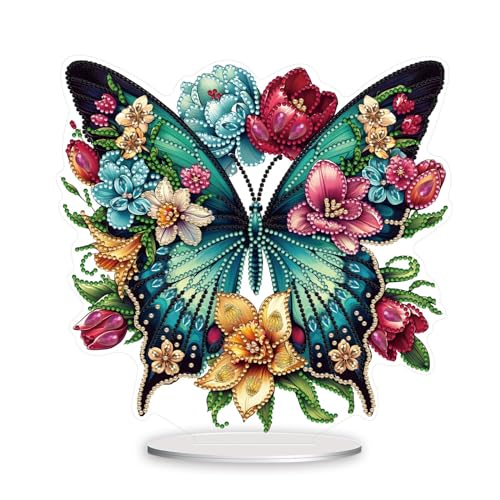 ARTopet DIY Diamond Desktop Ornament Special Shaped Crystal Flowers Butterflies Diamond Art Painting Tabletop Ornaments Single Sided Diamond Home Decor