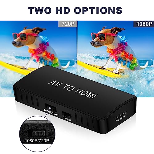 Image of AXFEE RCA to HDMI Converter, 1080P Composite CVBS AV to HDMI Video Audio Adapter with Cable for PS2 /Xbox /SNES /N64 /VHS /VCR Video Recorder DVD, Supports PAL /NTSC