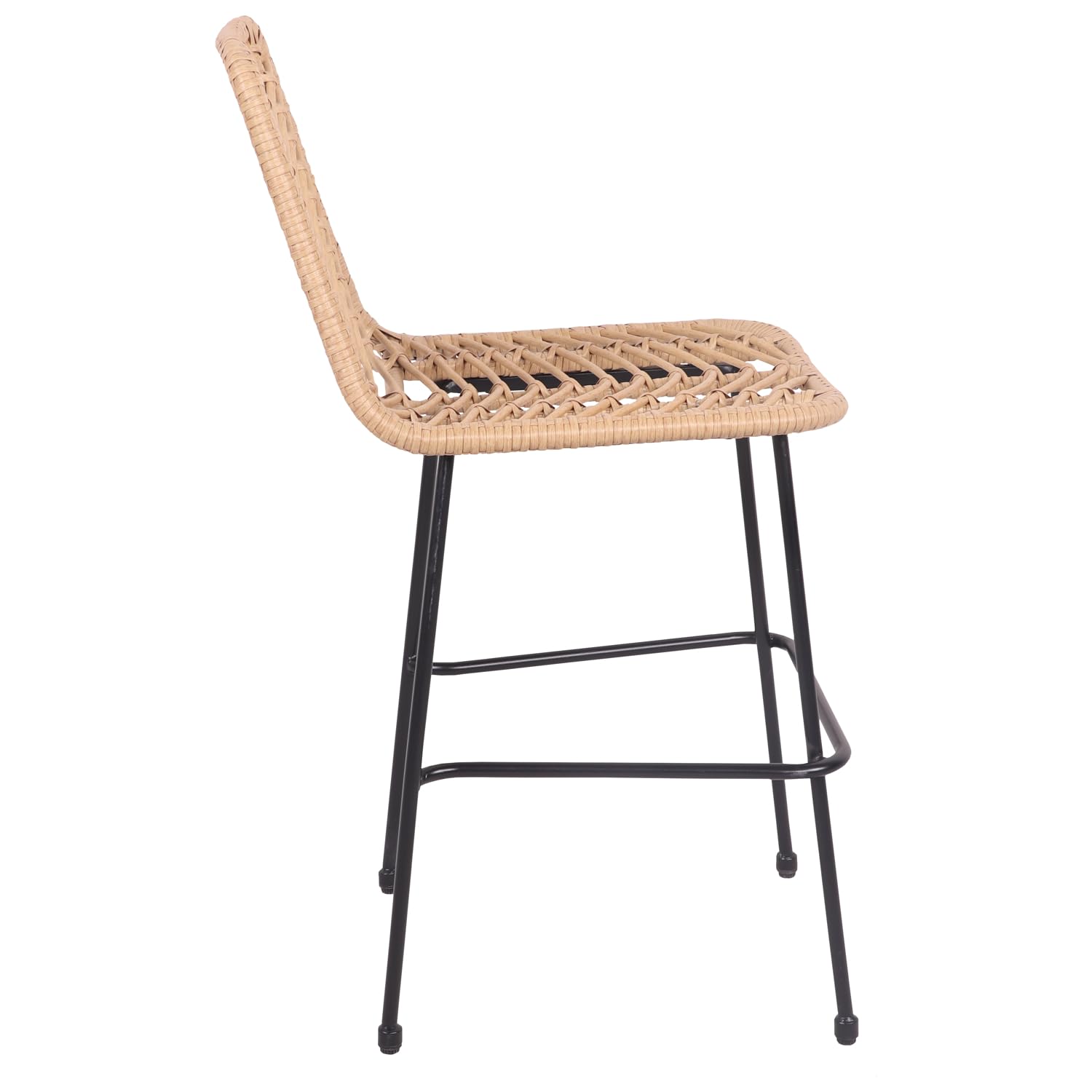 Happy Garden Lot de 2 tabourets de Bar en rotin synthétique OKA avec Repose-Pieds, Tabourets avec Dossier Marron