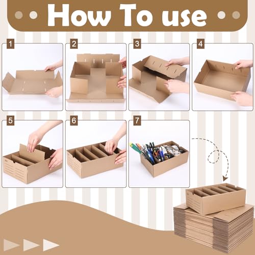 Image of Teenyyou 30 Sets Cardboard Parts Bins Boxes Kraft Cardboard Storage Bins with Dividers for Parts Shelves Stem Project Online Store Inventory Organized(Brown,12 x 8 x 4 Inches)