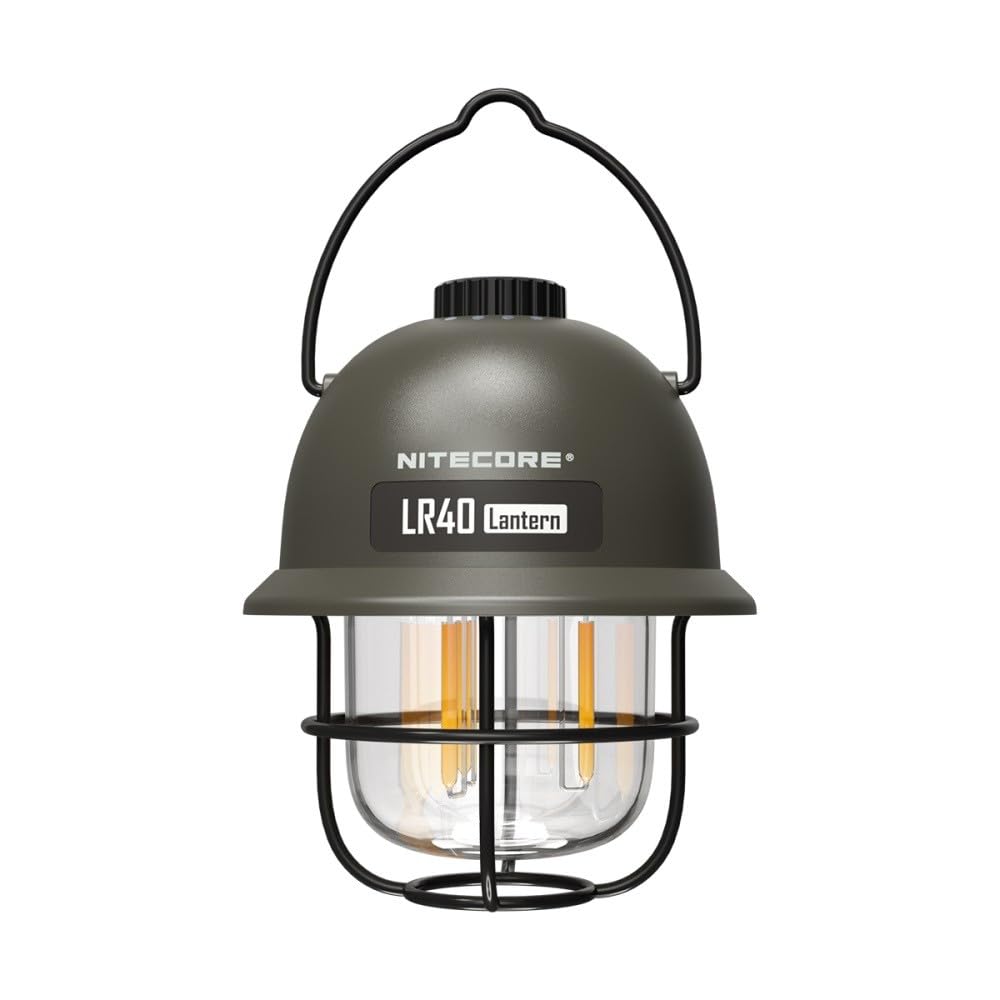 Nitecore Campinglampe LR40, USB-C-aufladbare LED Laterne, Powerbank, max. 100 Lumen, 45 h Leuchtdauer, Warmlicht, Rotlicht