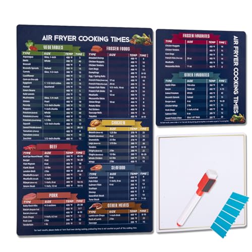 Libite Air Fryer Cooking Times Magnetic Cheat Sheet For Beginners & Experts, Cooking Guide
