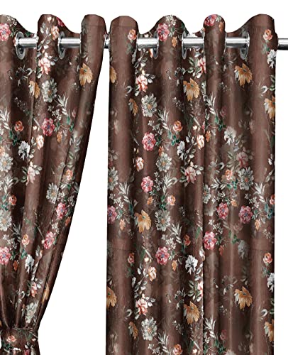 Image of Ultimate Trends 270 GSM Premium Room Darkening Curtains with Tie Back and Diamond Eyelets Set of 2 Panels (8 L x 4 W Feet, Coffee)